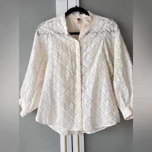 Anthropologie Pilcro Cream Textured Blouse